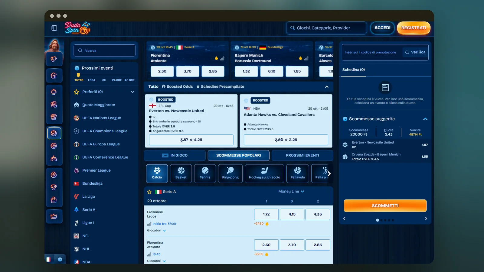 Dudespin scommesse